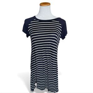 Womens 5th & Love Striped Navy Blue Striped Shirt Dress - Sz M